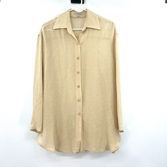 Henri Bendel Spa 100% Silk Ivory Button Front Shirt Women's Small - Picture 1 of 4